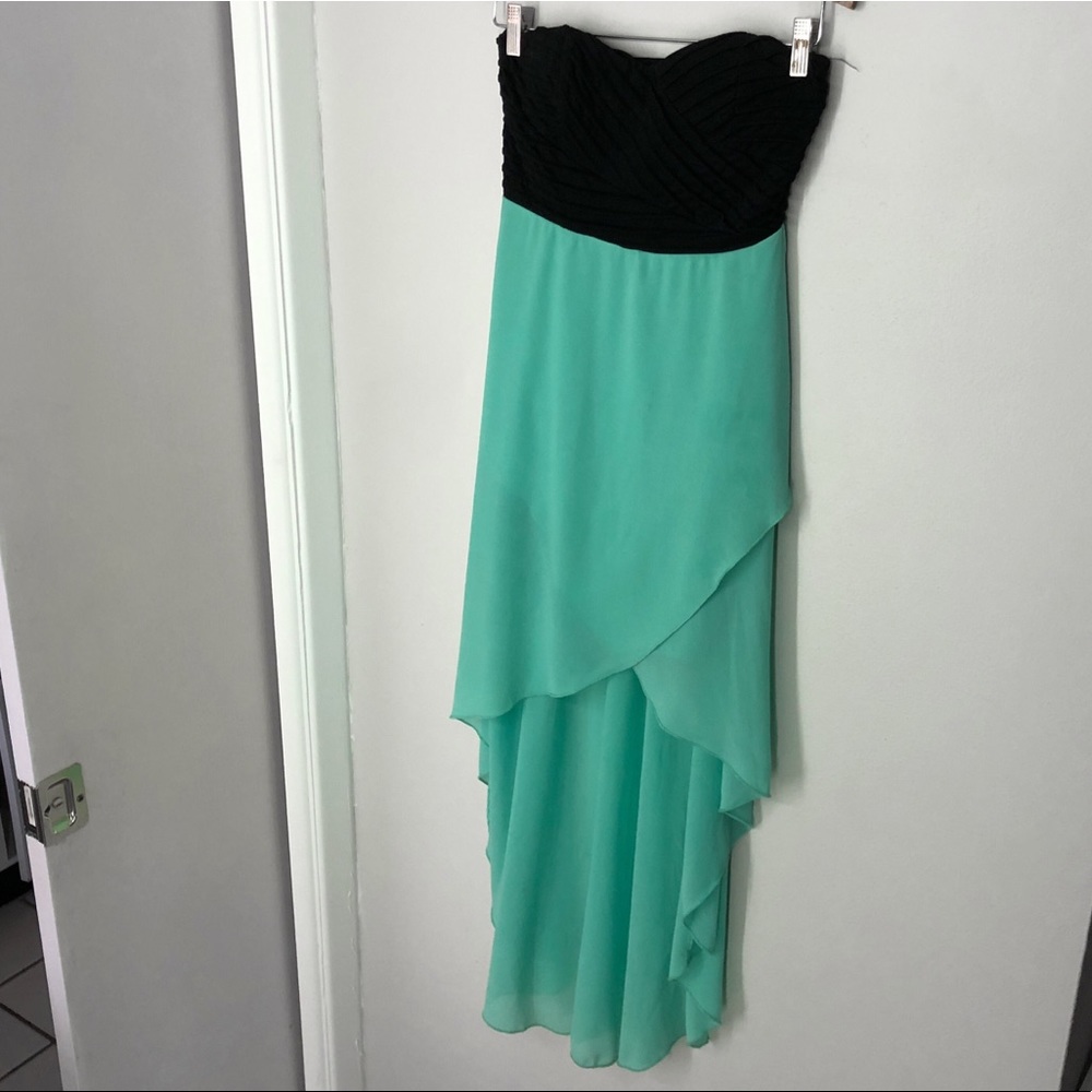 Black & Teal Hi-Low Dress